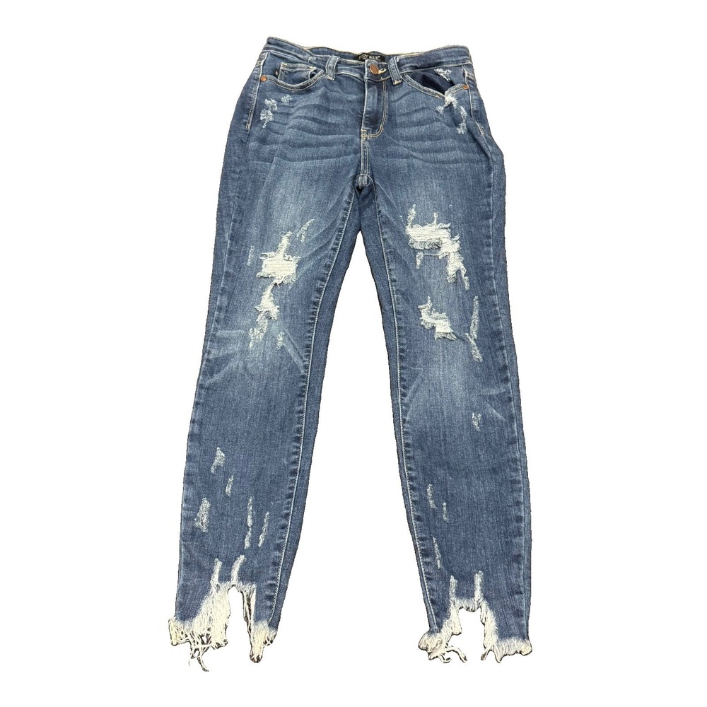 Judy Blue Distressed Skinny Fit Jeans JB82230DK Size 5/27 Dark Wash
